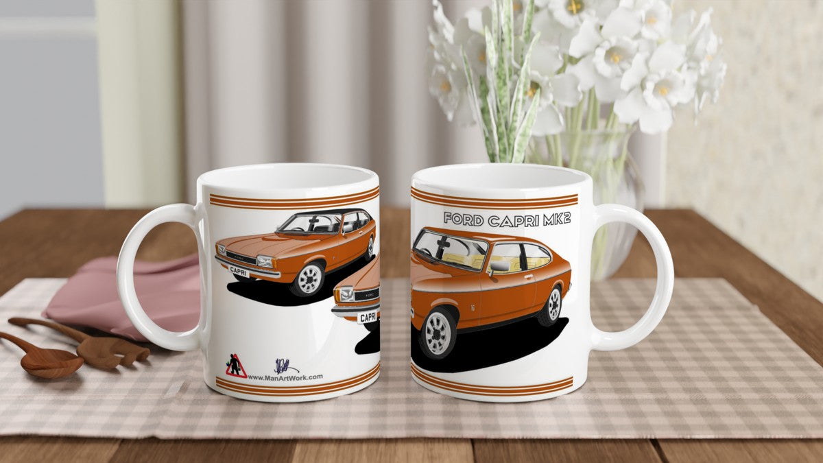 Ford Capri Mk2 GL in Gold Art Mug