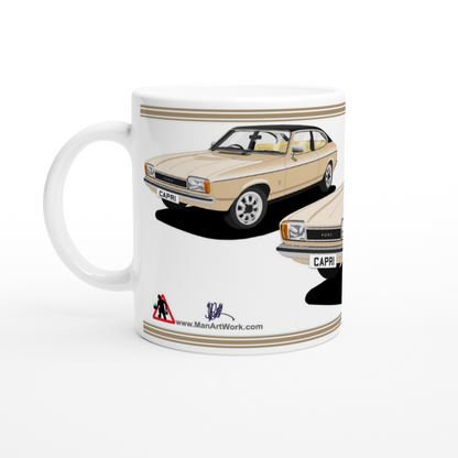 Ford Capri Mk2 GL in Light Gold Art Mug