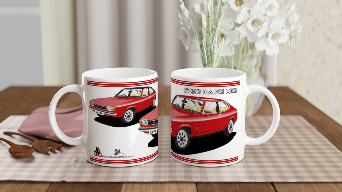 Ford Capri Mk2 GL in Red Art Mug