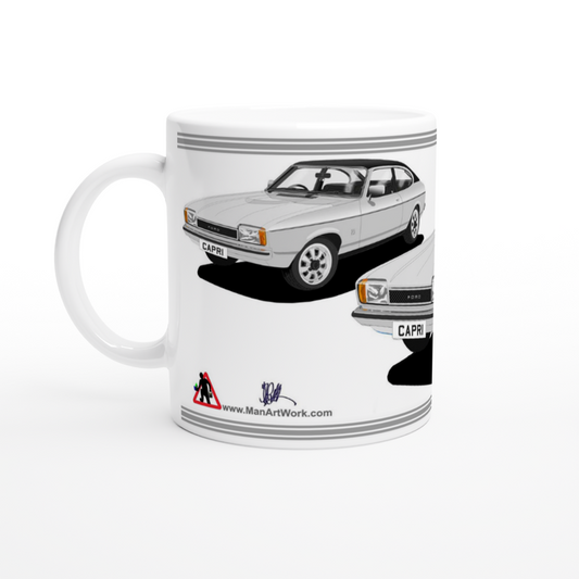 Ford Capri Mk2 GL in Silver Art Mug