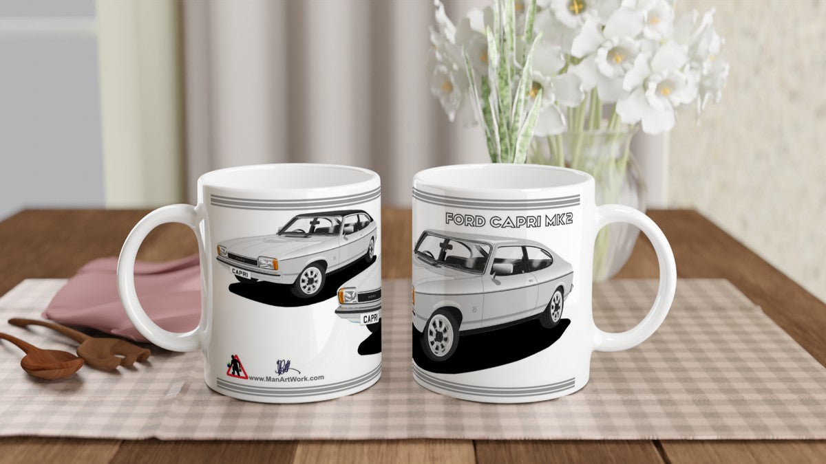 Ford Capri Mk2 GL in Silver Art Mug