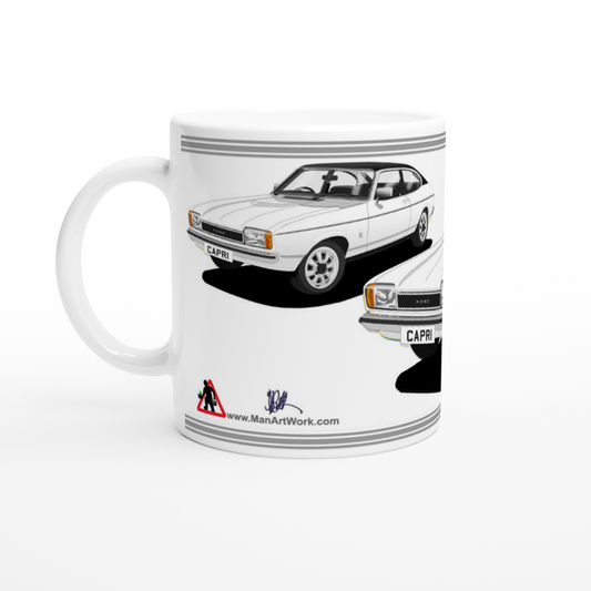 Ford Capri Mk2 GL in White Art Mug