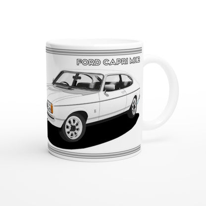 Ford Capri Mk2 GL in White Art Mug