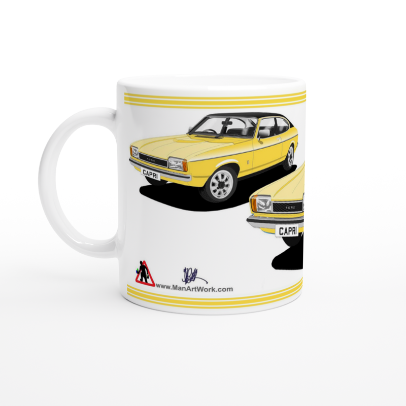 Ford Capri Mk2 GL in Yellow Art Mug