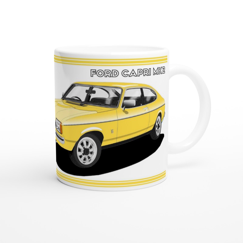 Ford Capri Mk2 GL in Yellow Art Mug