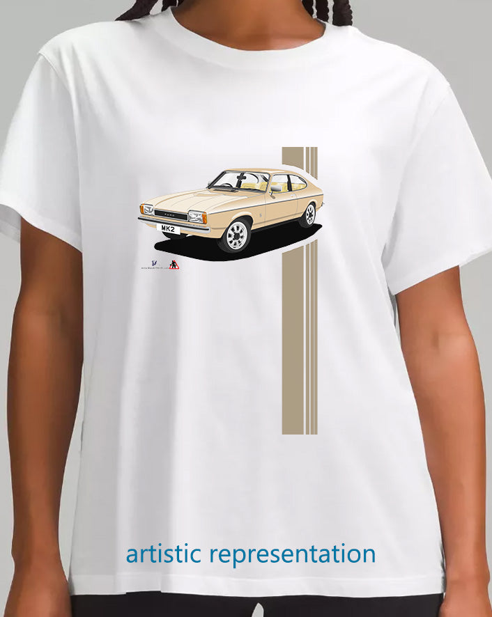 Ford Capri Mk2 GL in Light Gold T Shirt