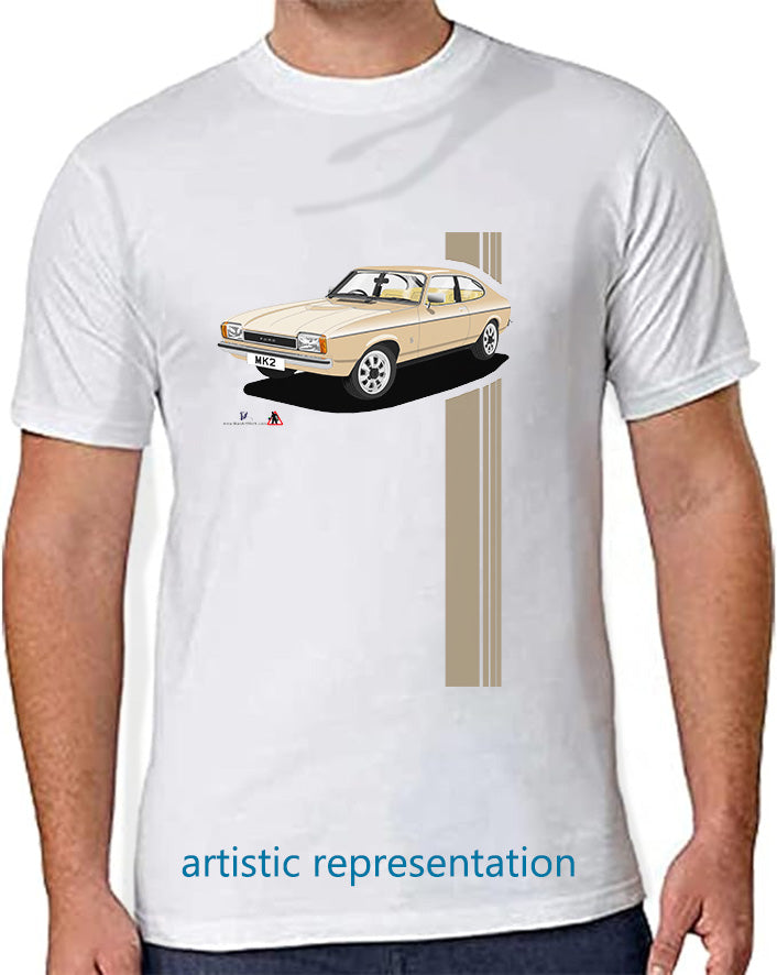 Ford Capri Mk2 GL in Light Gold T Shirt