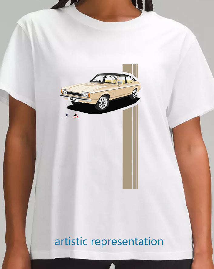 Ford Capri Mk2 GL in Light Gold & Black T Shirt