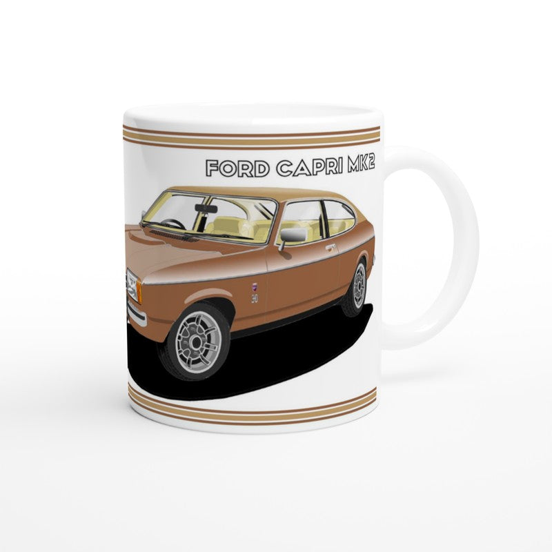 Ford Capri Mk2 Ghia in Bronze-Gold Art Mug