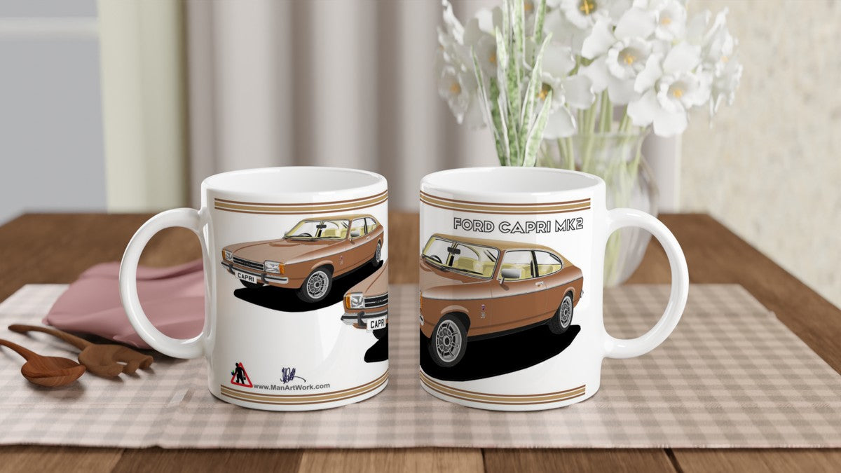 Ford Capri Mk2 Ghia in Bronze-Gold Art Mug