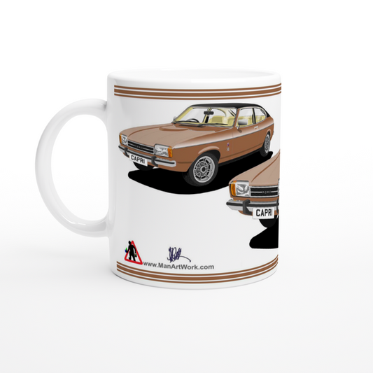 Ford Capri Mk2 Ghia in Bronze-Gold & Black Art Mug