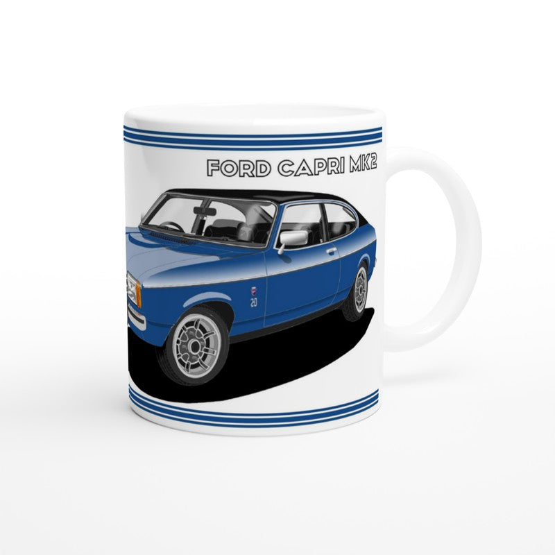 Ford Capri Mk2 Ghia in Dark Blue Art Mug