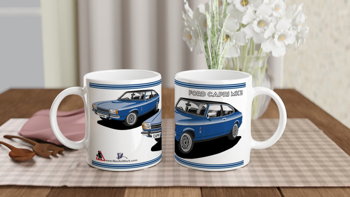 Ford Capri Mk2 Ghia in Dark Blue Art Mug