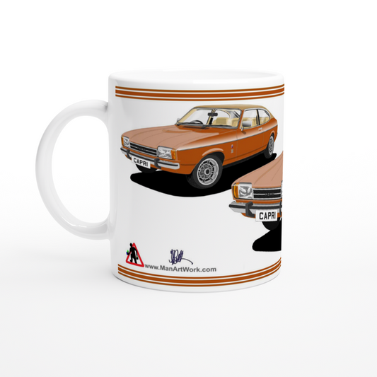 Ford Capri Mk2 Ghia in Gold Art Mug