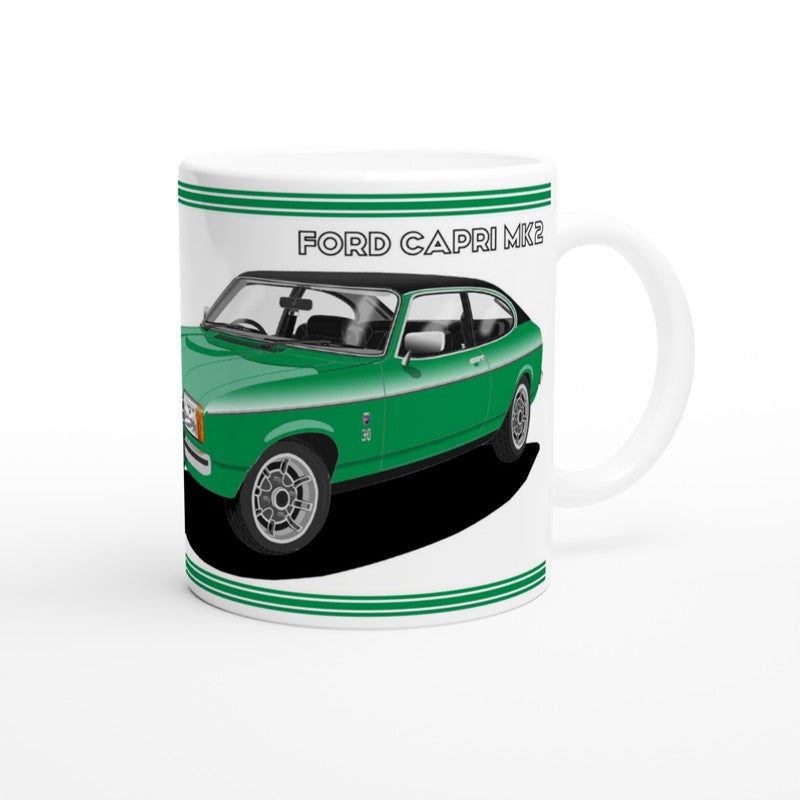 Ford Capri Mk2 Ghia in Green Art Mug