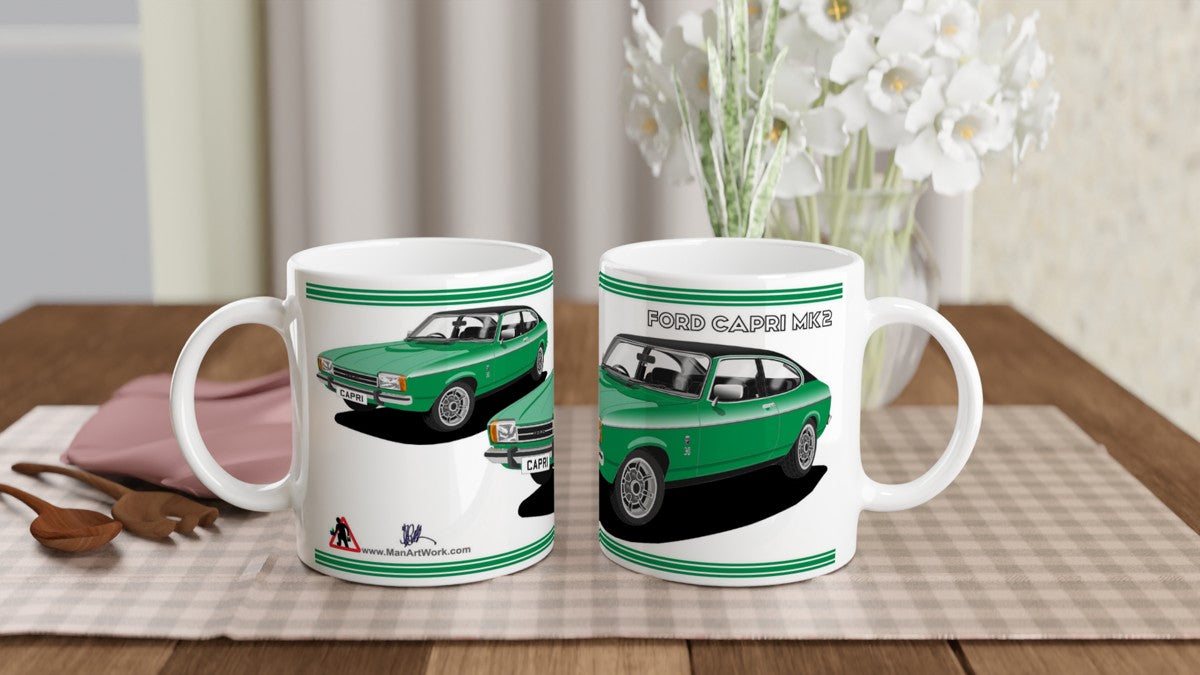 Ford Capri Mk2 Ghia in Green Art Mug