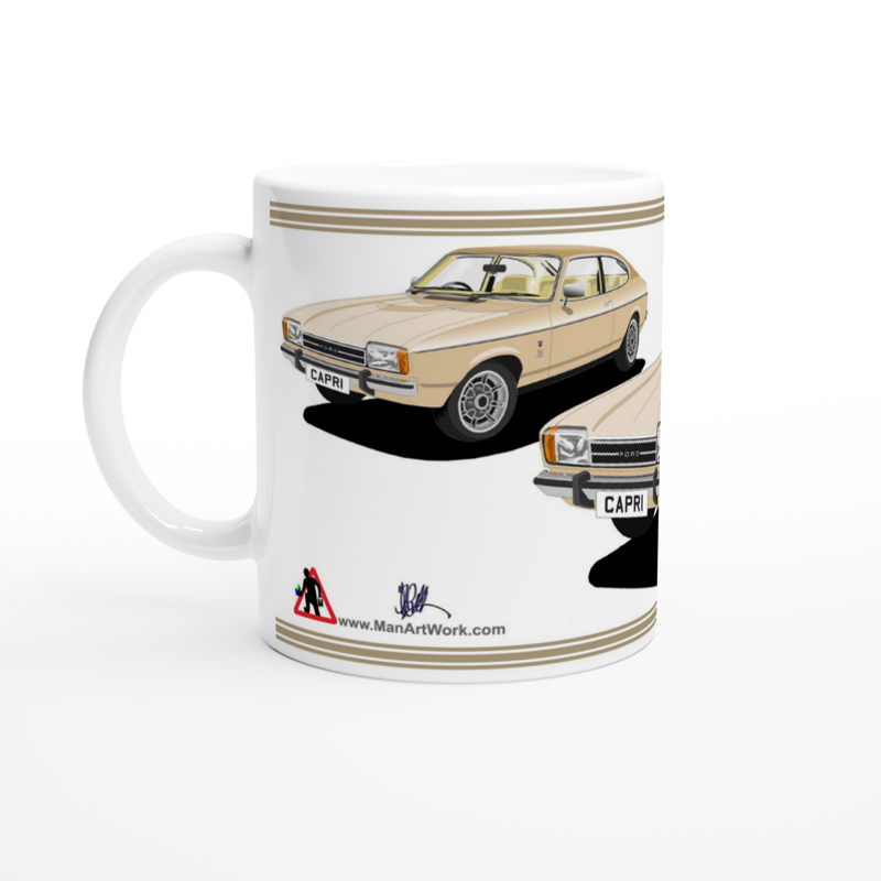 Ford Capri Mk2 Ghia in Light Gold Art Mug