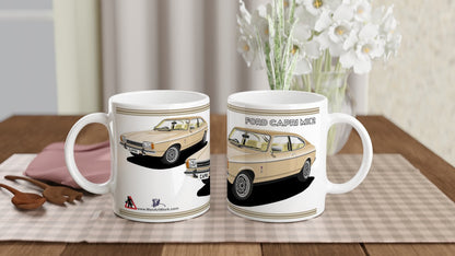 Ford Capri Mk2 Ghia in Light Gold Art Mug