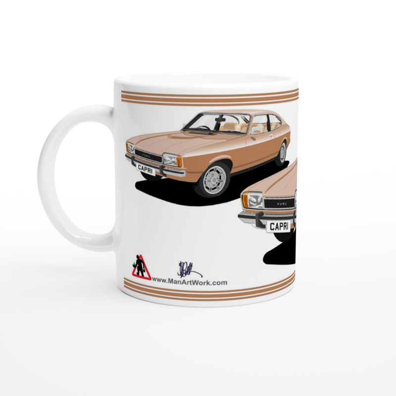 Ford Capri Mk2 Ghia in Mid Gold Art Mug