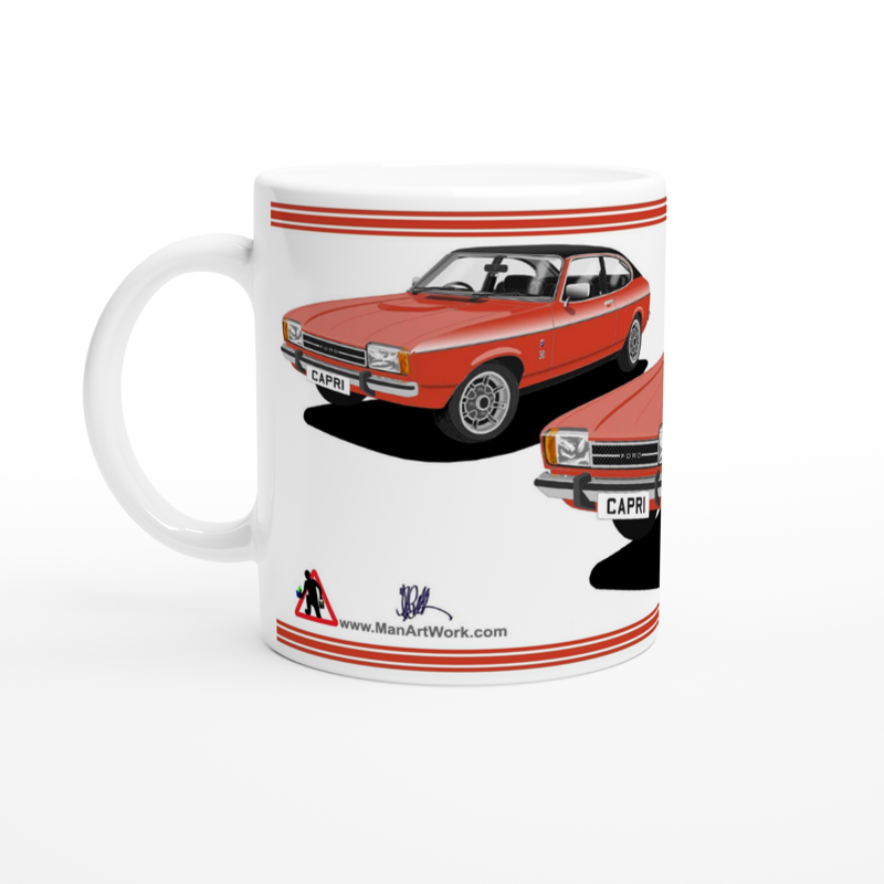 Ford Capri Mk2 Ghia in Orange-Red Art Mug