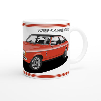 Ford Capri Mk2 Ghia in Orange-Red Art Mug