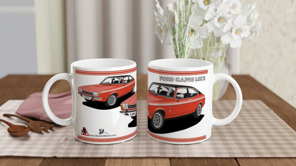 Ford Capri Mk2 Ghia in Orange-Red Art Mug