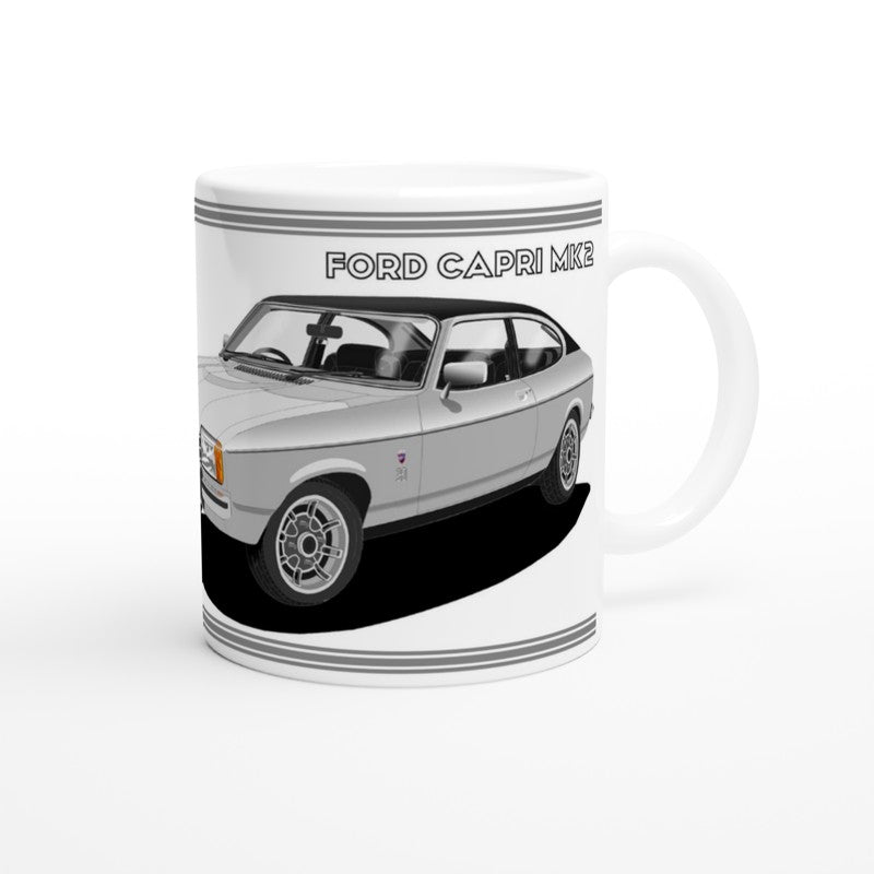 Ford Capri Mk2 Ghia in Silver Art Mug