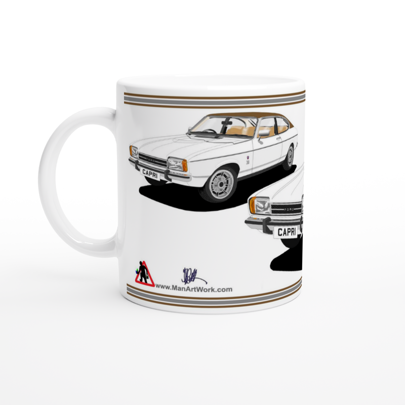 Ford Capri Mk2 Ghia in White & Beige Art Mug