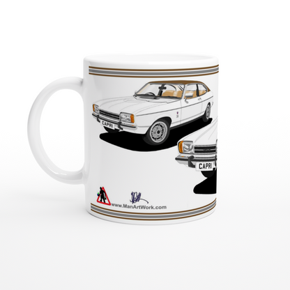 Ford Capri Mk2 Ghia in White & Beige Art Mug