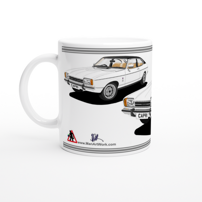 Ford Capri Mk2 Ghia in White & Black Art Mug