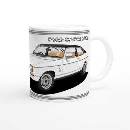 Ford Capri Mk2 Ghia in White & Black Art Mug