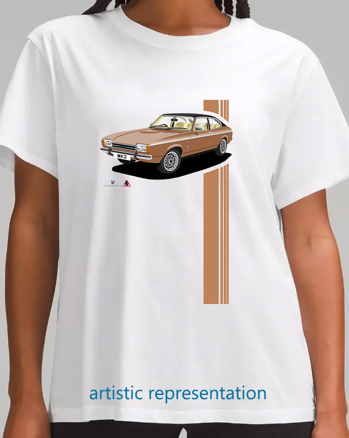 Ford Capri Mk2 Ghia in Bronze-Gold & Black T Shirt