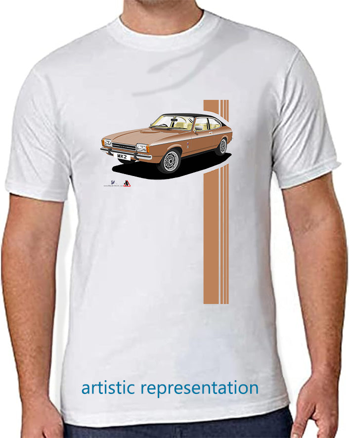 Ford Capri Mk2 Ghia in Bronze-Gold & Black T Shirt