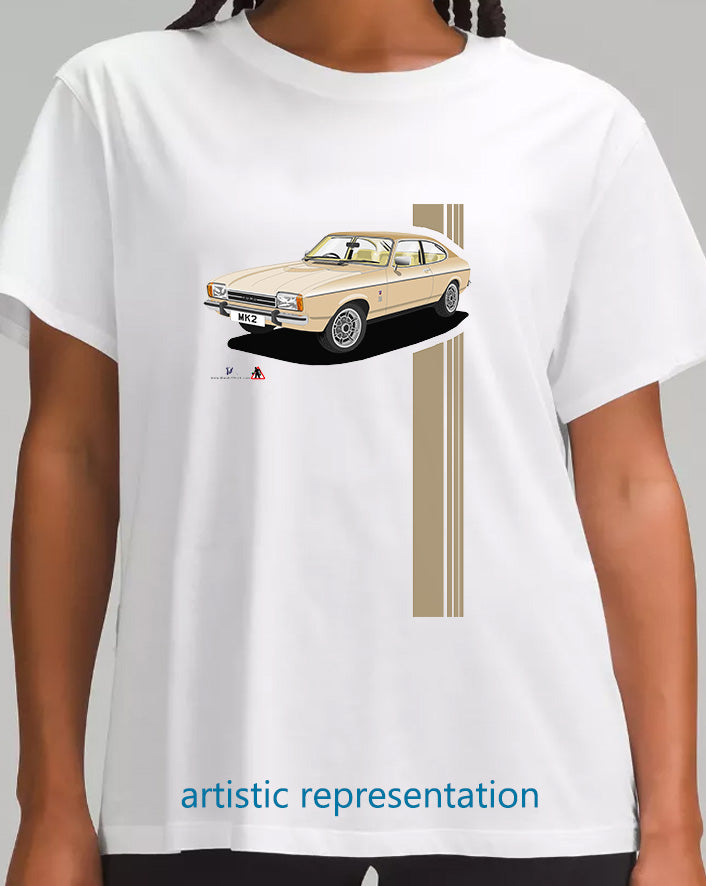 Ford Capri Mk2 Ghia in Light Gold T Shirt