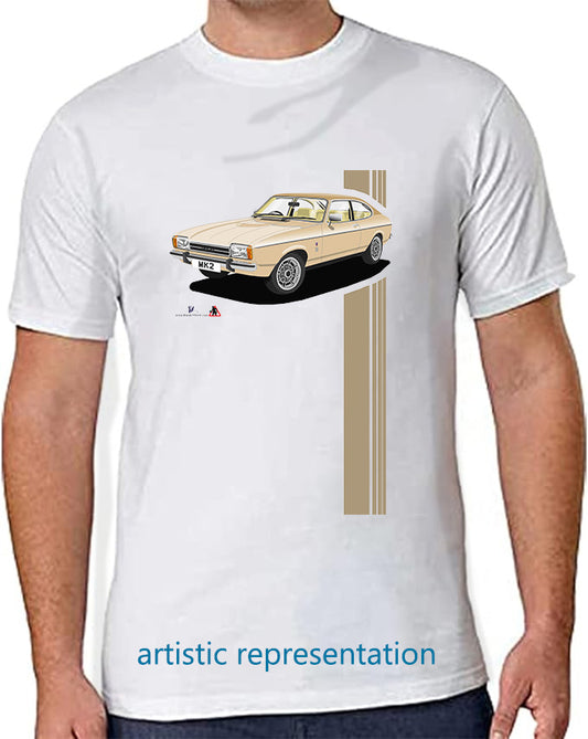 Ford Capri Mk2 Ghia in Light Gold T Shirt