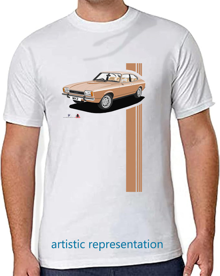 Ford Capri Mk2 Ghia in Mid Gold T Shirt