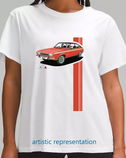 Ford Capri Mk2 Ghia in Orange-Red T Shirt