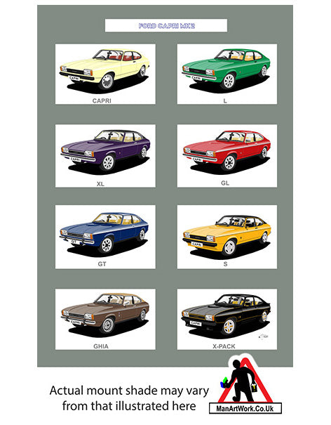 Ford Capri Mk2 A4 Art Print