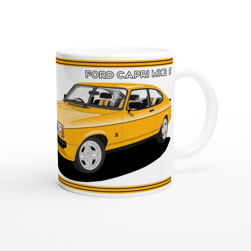 Ford Capri Mk2 S in Amber Art Mug