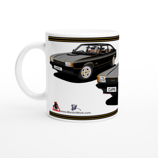 Ford Capri Mk2 S in Black & Gold Art Mug