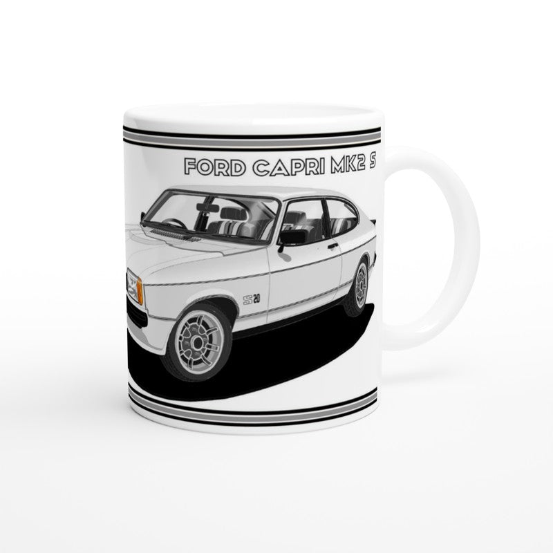 Ford Capri Mk2 S in Silver Art Mug