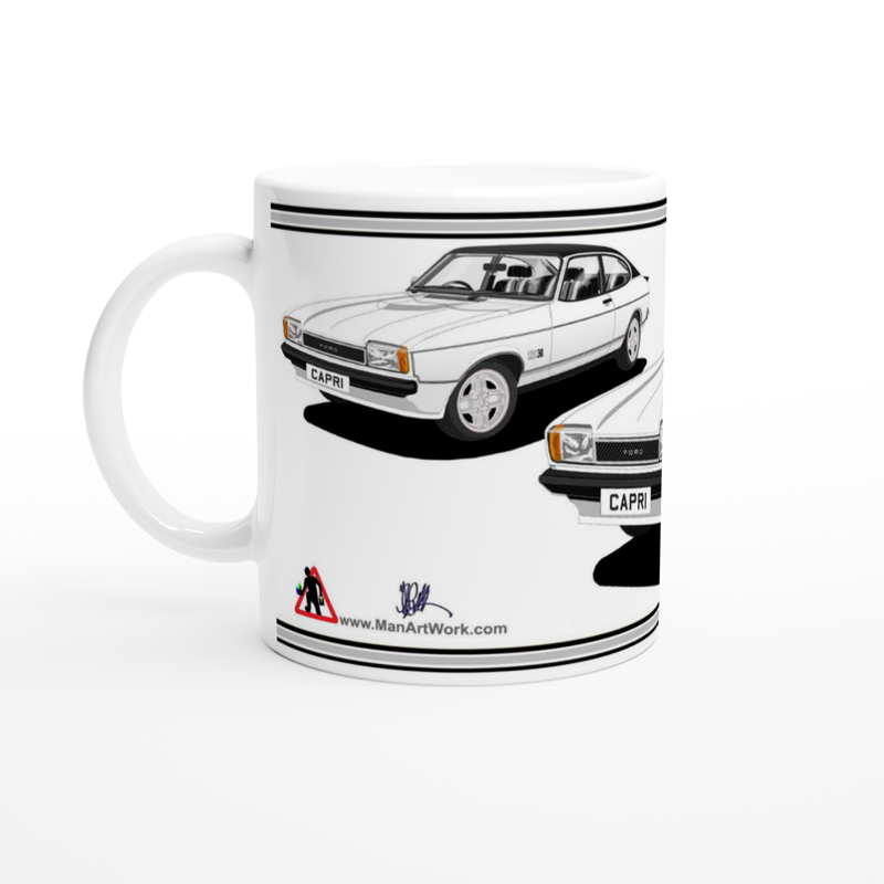 Ford Capri Mk2 S in White Art Mug