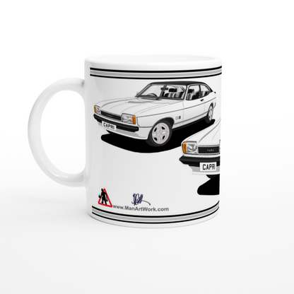 Ford Capri Mk2 S in White Art Mug