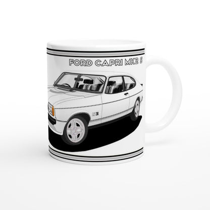 Ford Capri Mk2 S in White Art Mug