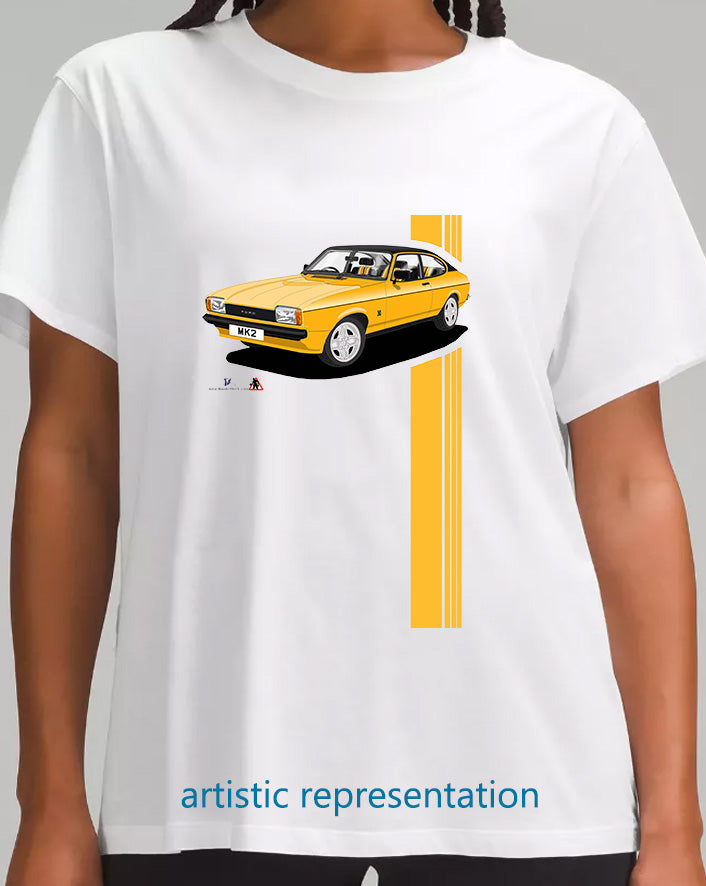 Ford Capri Mk2 S in Amber & Black T Shirt