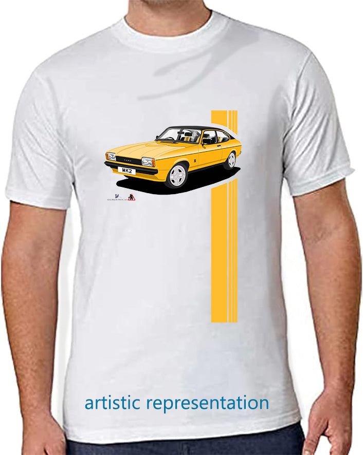 Ford Capri Mk2 S in Amber & Black T Shirt