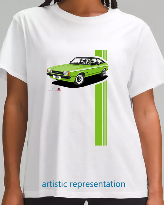 Ford Capri Mk2 S in Green & Black Art T Shirt