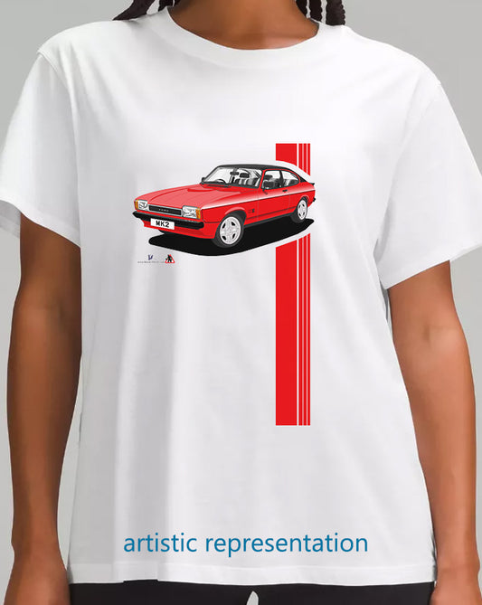 Ford Capri Mk2 S in Red & Black T Shirt