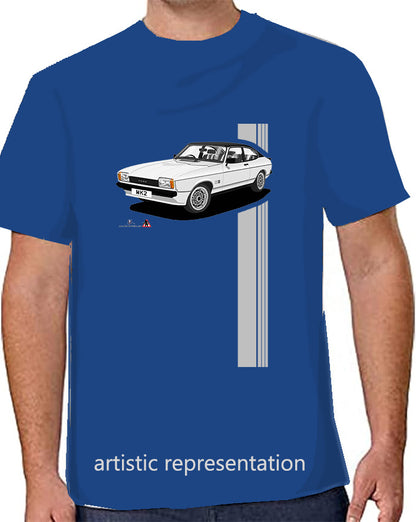 Ford Capri Mk2 S in Silver & Black T Shirt