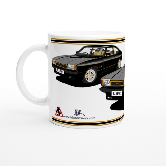 Ford Capri Mk2 X-Pack in Black & Gold Art Mug